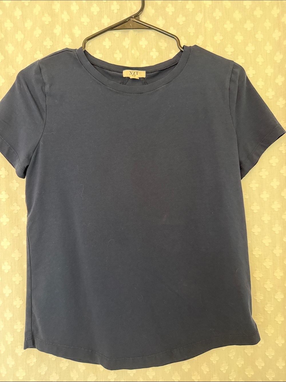 2 for $7 - NZT Nic + Zoe Perfect Knit Crew Neck T-Shirt in Navy Blue